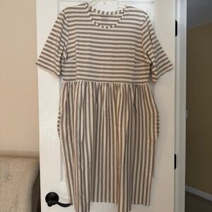 New Gudrun Sjödén Organic Cotton Striped Dress – Size L